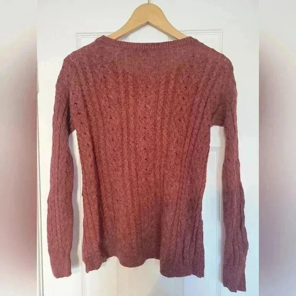 American Eagle Orange Cableknit sweater with modern zipper detail - Picture 2 of 4